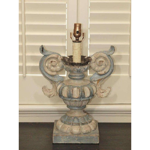 Italian Italian Wood Carved Lamps - a Pair For Sale - Image 3 of 9