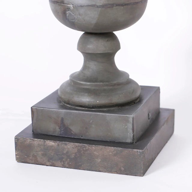 Pair of Antique French Zinc Neo Classic Pineapple Table Lamps For Sale In West Palm - Image 6 of 7