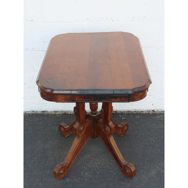 Late 1800s Victorian Eastlake Carved Side Table 6883 For Sale - Image 9 of 18