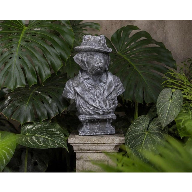Metal Vintage Anthropomorphic Cast Iron Dog Bust in Fedora and Overcoat For Sale - Image 7 of 12