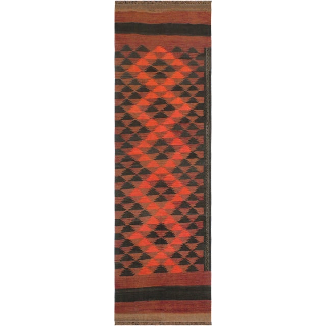 1980s Vintage Kilim Red Orange Hand-Woven Area Rug For Sale - Image 13 of 13