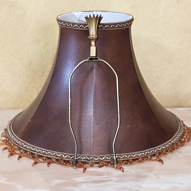 Antique Frederick Cooper Ornate Hollywood Regency Table Lamp With Fringe Shade For Sale - Image 9 of 18