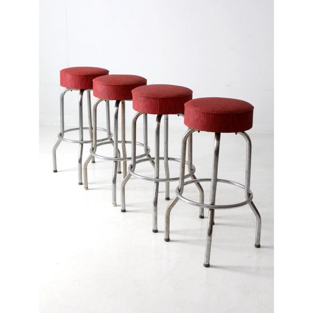 Mid 20th Century Vintage Bar Stools Set of 4 For Sale - Image 5 of 12