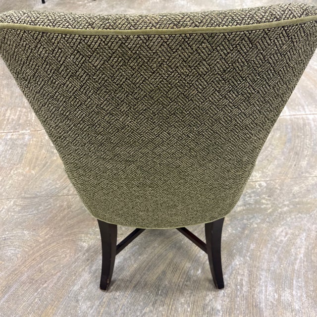 Century Furniture Century Furniture Herringbone High-Back Accent Chair With X-Stretcher Base For Sale - Image 4 of 4