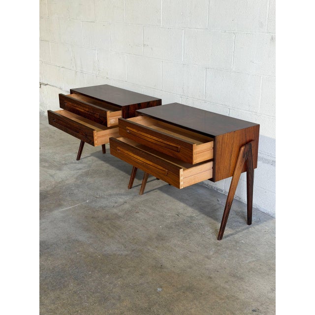 Brown Danish Mid-Century Modern Rosewood Nightstands in Style of Ap Møbler Svenstrup Pair 1960s For Sale - Image 8 of 10