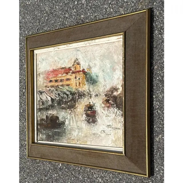 Vintage Boho Abstract Landscape Oil on Canvas For Sale - Image 4 of 8