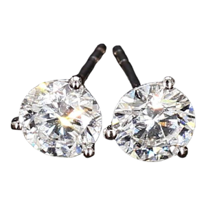 14k White Gold Diamond Stud Earrings - Gia Certified Natural Diamonds ~1.8ctw Excellent Cut, A Pair