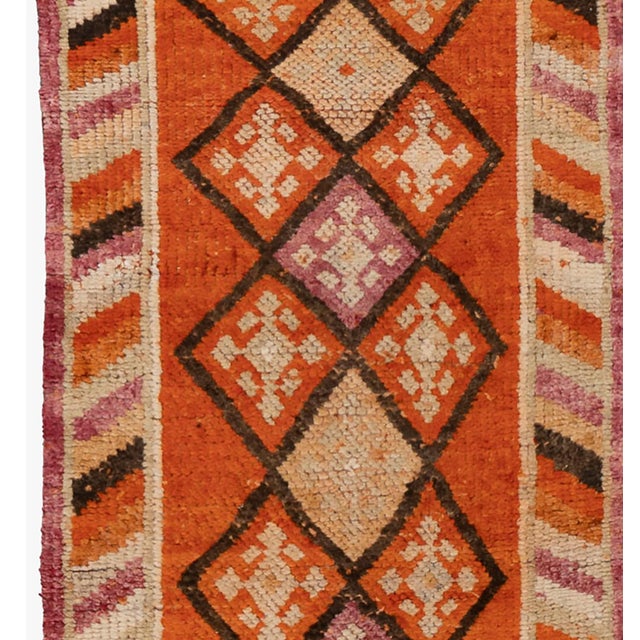 Turkish Vintage Orange Turkish Oushak Runner 2ft 5in X 12ft 4in For Sale - Image 3 of 8