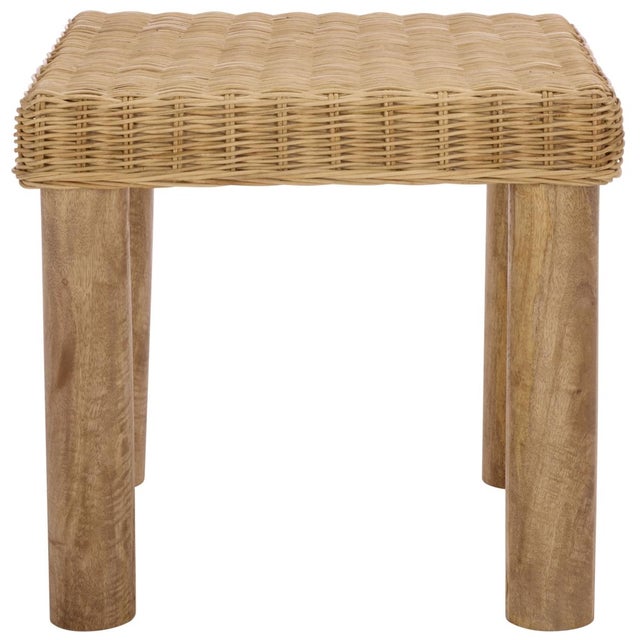 Wood Shazza Wicker Rattan Weaved Accent Table in Natural For Sale - Image 7 of 7