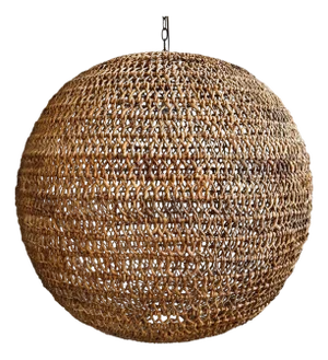 Braided Banana Leaf Globe Coastal Contemporary Pendant Light XL