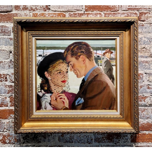 Pruett Alexander Carter -The Wedding Ring at the Airport- 1948 Oil painting American Illustrator - Original 1948 Oil...