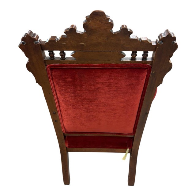 Pair of Mid 19th Century Antique Vintage Old Carved Eastlake Solid Wood Wooden Side Dining Accent Chair For Sale - Image 4 of 11