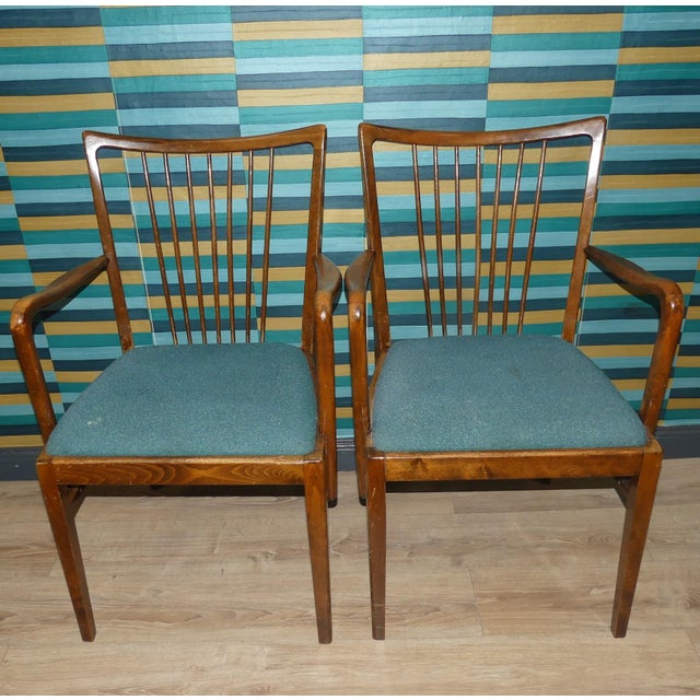 1950s II/56 Spindle Chair Set of Armchairs and Dining Chairs from Musterring, 1956, Set of 5 For Sale - Image 5 of 18