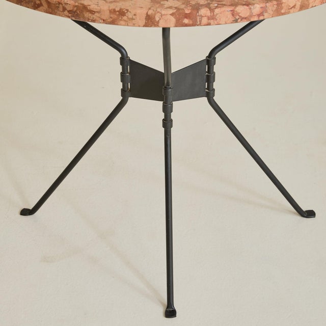 French Breccia Marble Demilune Console Table with Iron Base, 1960s - 2 Available For Sale - Image 9 of 11