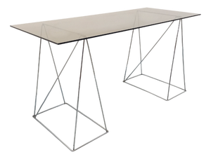 Vintage Desk in Smoked Glass and Chrome Metal, 1970s