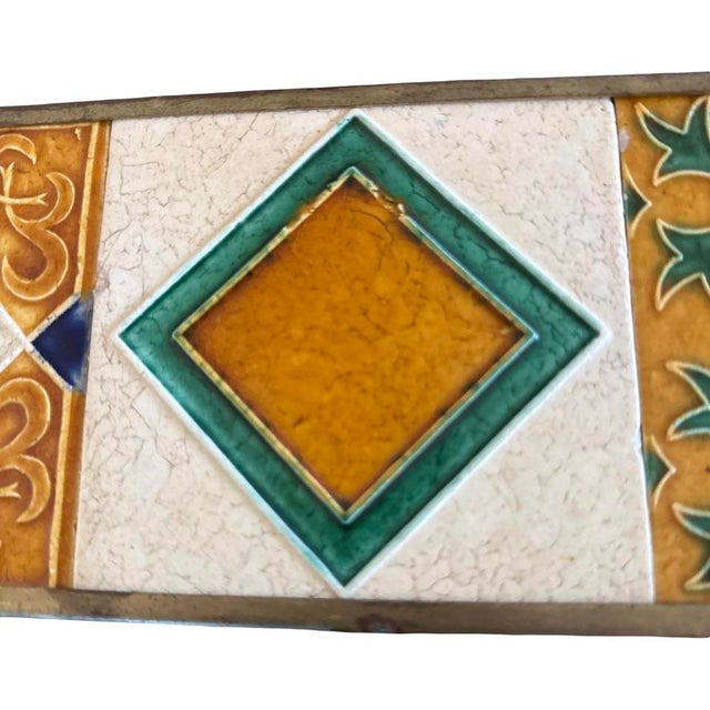 Vintage Brass Wall Rack With Art Deco Revival Ceramic Tiles For Sale In West Palm - Image 6 of 13