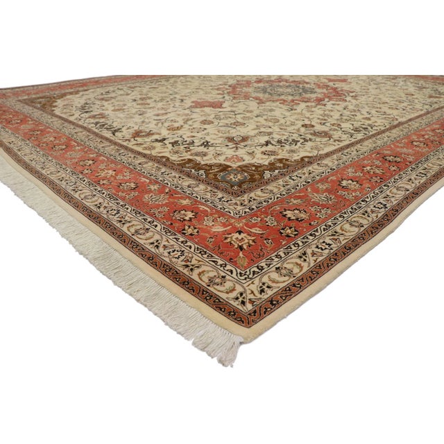 77750 Antique Persian Tabriz Rug, 09'09 x 13'01. Tabriz rugs, originating from the historic city of Tabriz in northwestern...