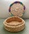 Late 20th Century Vintage Multicolored Round Woven Basket With Wooden Handle For Sale - Image 4 of 7