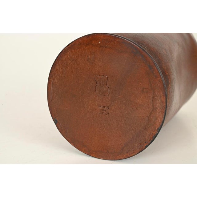 Italian Brown Curved Leather Pen Holder by Nova Tecno, Italy, 1950s For Sale - Image 10 of 12