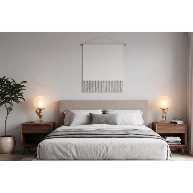 Winged Figure Table Lamps with Frosted Glass Globes, 1980s, Set of 2 For Sale - Image 3 of 15
