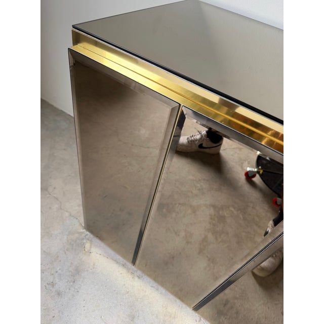 1970s Hollywood Regency Ello Brass & Beveled Mirror Credenza Sideboard For Sale - Image 9 of 17