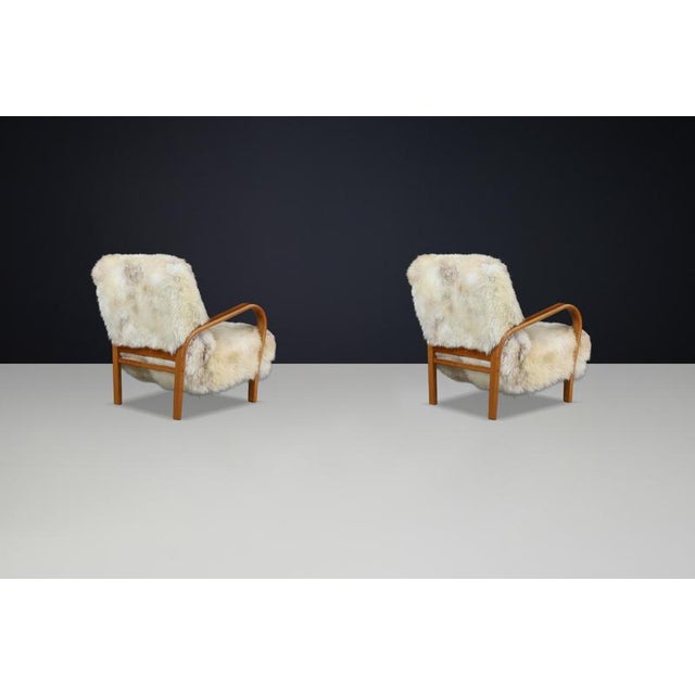Set of Patinated Bentwood Lounge Chairs by Kozelka & Kropacek, 1940s For Sale - Image 3 of 12