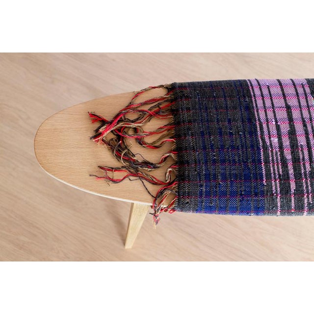 Wood Oak Surf Hand-Woven Fabric Bench 1 by Jean-Baptiste Van Den Heede For Sale - Image 7 of 8