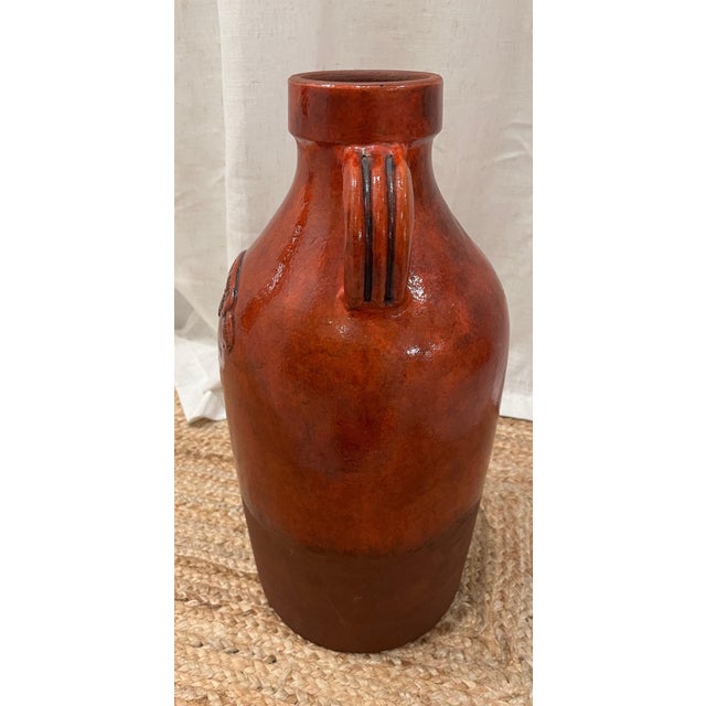 Vintage Mediterranean French Olive Oil Two Handle Pottery Jug Jar 18'' For Sale - Image 4 of 8