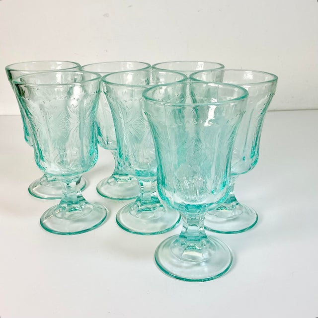 1970s 1970s Vintage Victorian Boho Chic Indiana Glass Co. Recollection Goblets - Set of 7 For Sale - Image 5 of 12