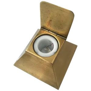 1930s Egyptian Revival Brass Pyramid Inkwell With Milk Glass Holder