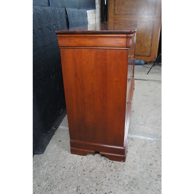 Late 20th Century Stickley French Louis Philippe Style Cherry Double Dresser & Mirror Hidden Stash For Sale - Image 16 of 18