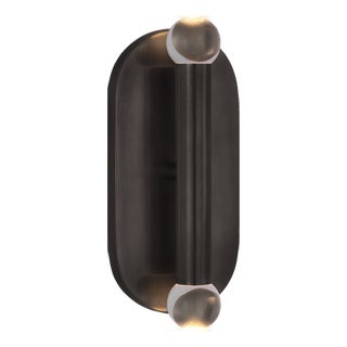 Kelly Wearstler for Visual Comfort Signature Rousseau Medium Vanity Sconce in Bronze with Clear Glass Orb For Sale