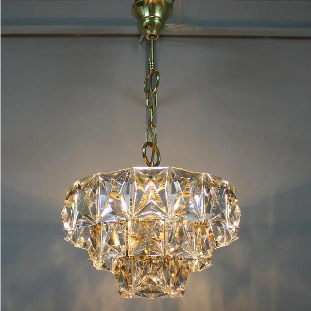 Metal Vintage Faceted Glass Pendant from Kinkeldey For Sale - Image 7 of 9