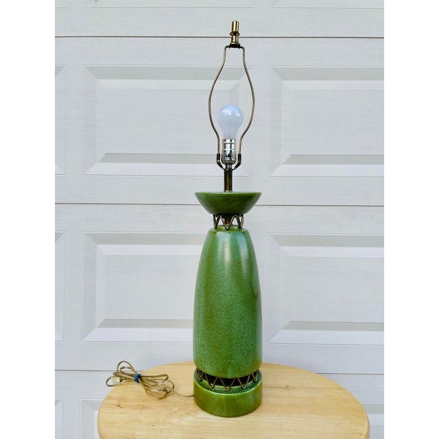 Vintage Mid Century Modern Green Ceramic Lamp Chairish