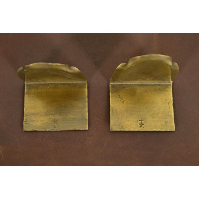 Brass Roycroft Arts & Crafts Hammered Brass Over Copper Bookends, Circa 1920s For Sale - Image 8 of 11