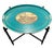 2000 - 2009 Vintage Chinoiserie-Style Teal and Black Metal Tray Table For Sale - Image 5 of 11