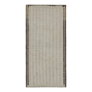 1950s Vintage Shahsavan Persian Kilim With Gray Geometric Patterns, From Rug & Kilim For Sale