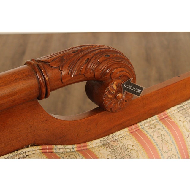 Textile Antique American Empire Style Carved Mahogany Sofa For Sale - Image 7 of 12