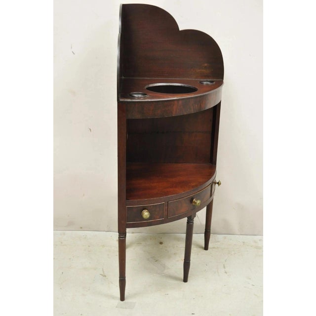 Antique Georgian Mahogany Bathroom Corner Washstand Sink Side Table With Drawer For Sale - Image 11 of 12