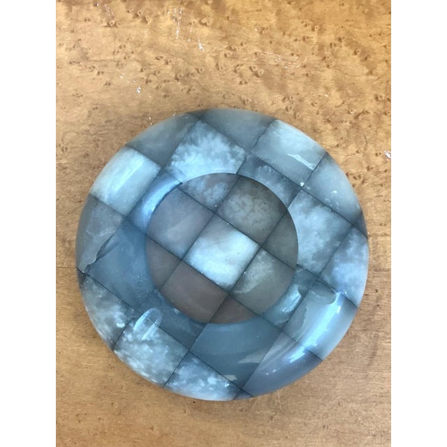 Stone Gray Vintage Checkered Stone Decorative Dish For Sale - Image 8 of 15