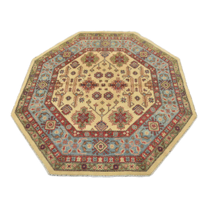 Kazak Rug 6′ X 6′ Beige Wool Tribal Hand-Knotted Oriental Carpet