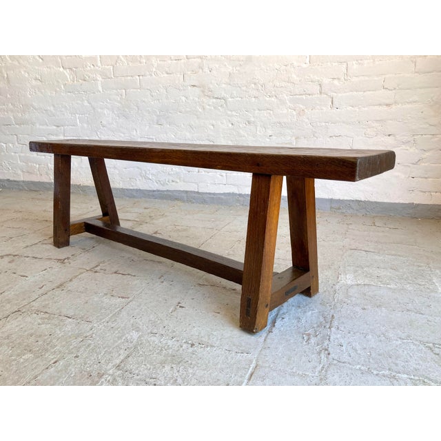 Italian Oak Bench, 1940s For Sale - Image 4 of 14