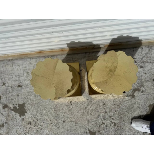 Late 20th Century Pair of Italian Faux Goatskin and Brass End Tables For Sale - Image 5 of 8