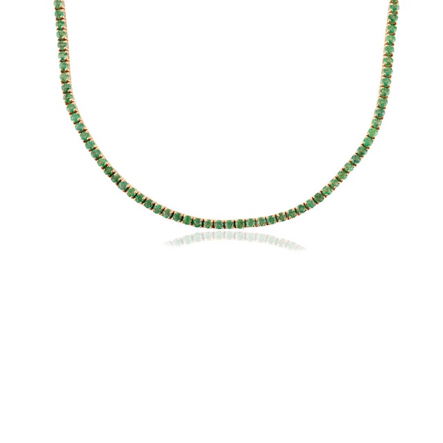 VRJewels Modernist 6.82 Ct Natural Round Emerald Tennis Necklace in Solid 14k Gold For Sale - Image 4 of 18