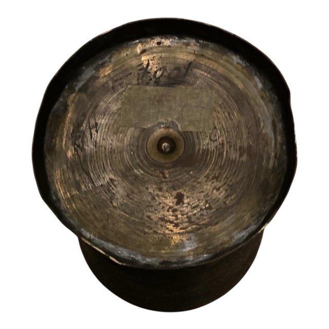 Islamic Vintage Aged Brass Urn Vase With Raised Silver and Copper Inlay – Hand-Damascened, Islamic Style, 12” For Sale - Image 3 of 5