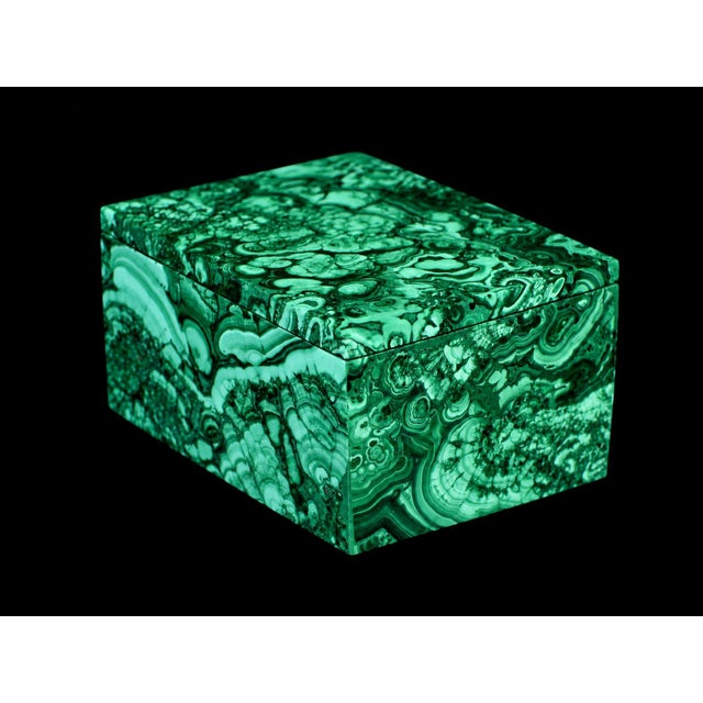 Gemstone Malachite Box Butterfly and Lake Italian Crafted Gemstone Box For Sale - Image 7 of 18