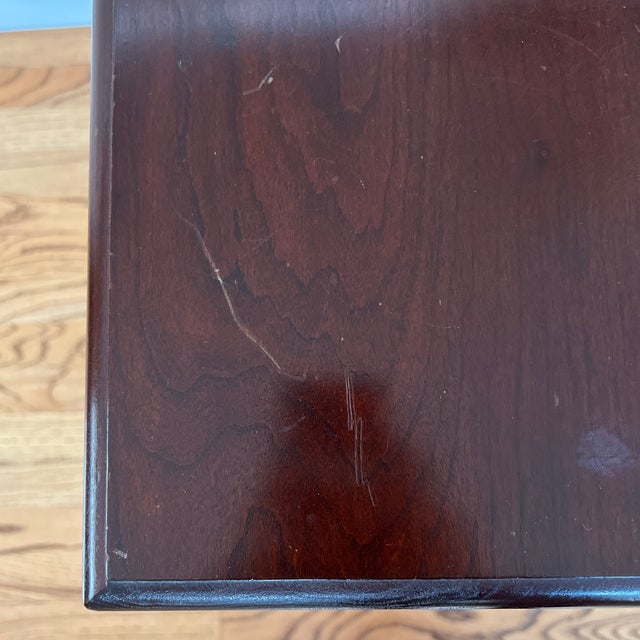 Wood 1980s Solid Cherry Wood Side Table For Sale - Image 7 of 8