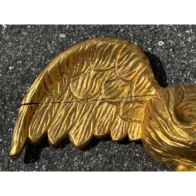 Wood Early 20th C. American Gilt Wood Carved Eagle + Shield Patriotic Icon For Sale - Image 7 of 10