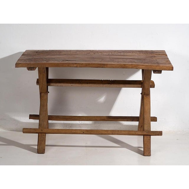 Brown Antique X-Shape Dining Table, 1920s For Sale - Image 8 of 14