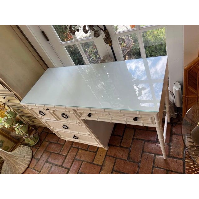 Drexel Kensington Faux Bamboo Desk For Sale - Image 12 of 18
